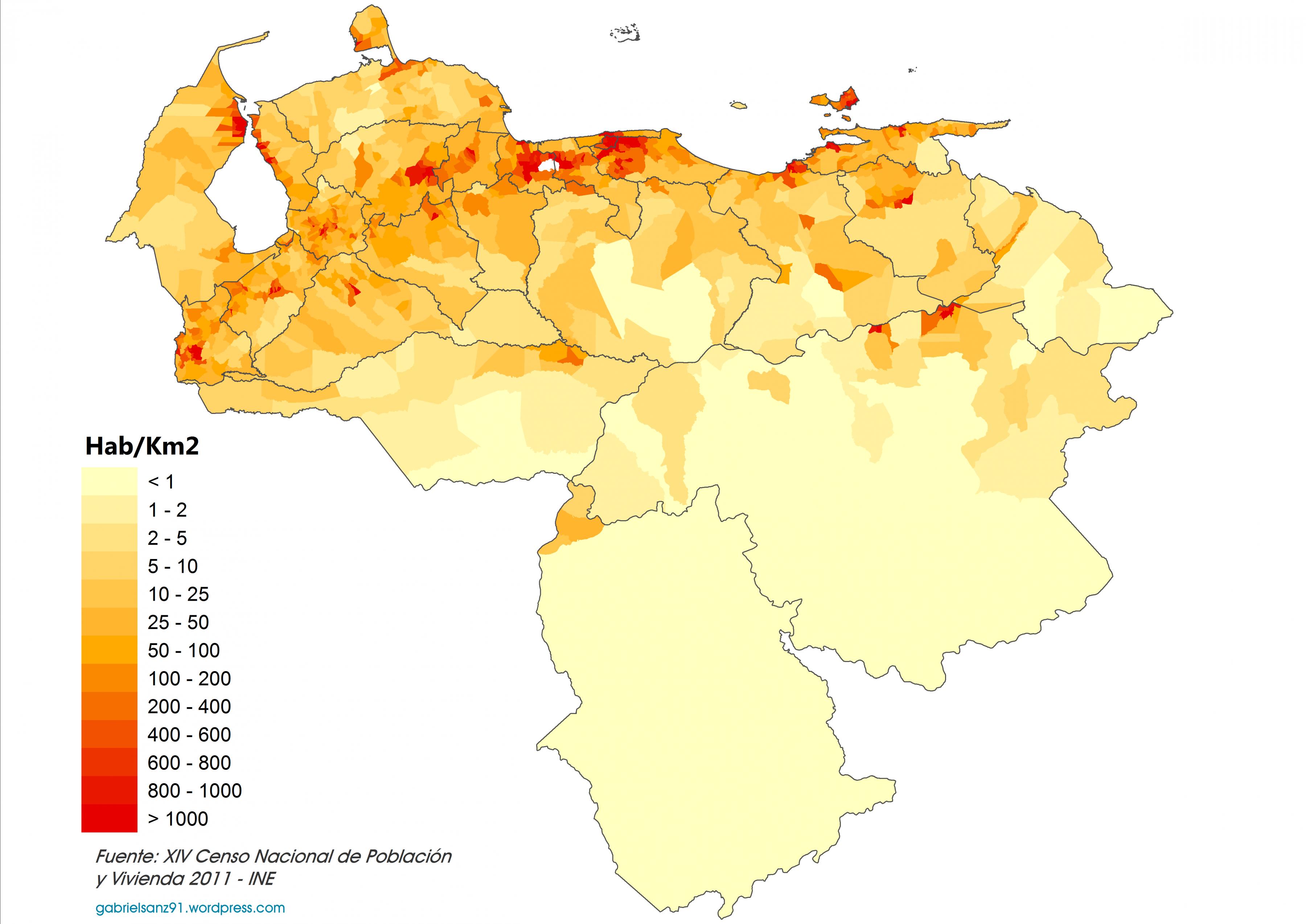 Venezuela Population Map Venezuela Population Density Map South America Americas 5500