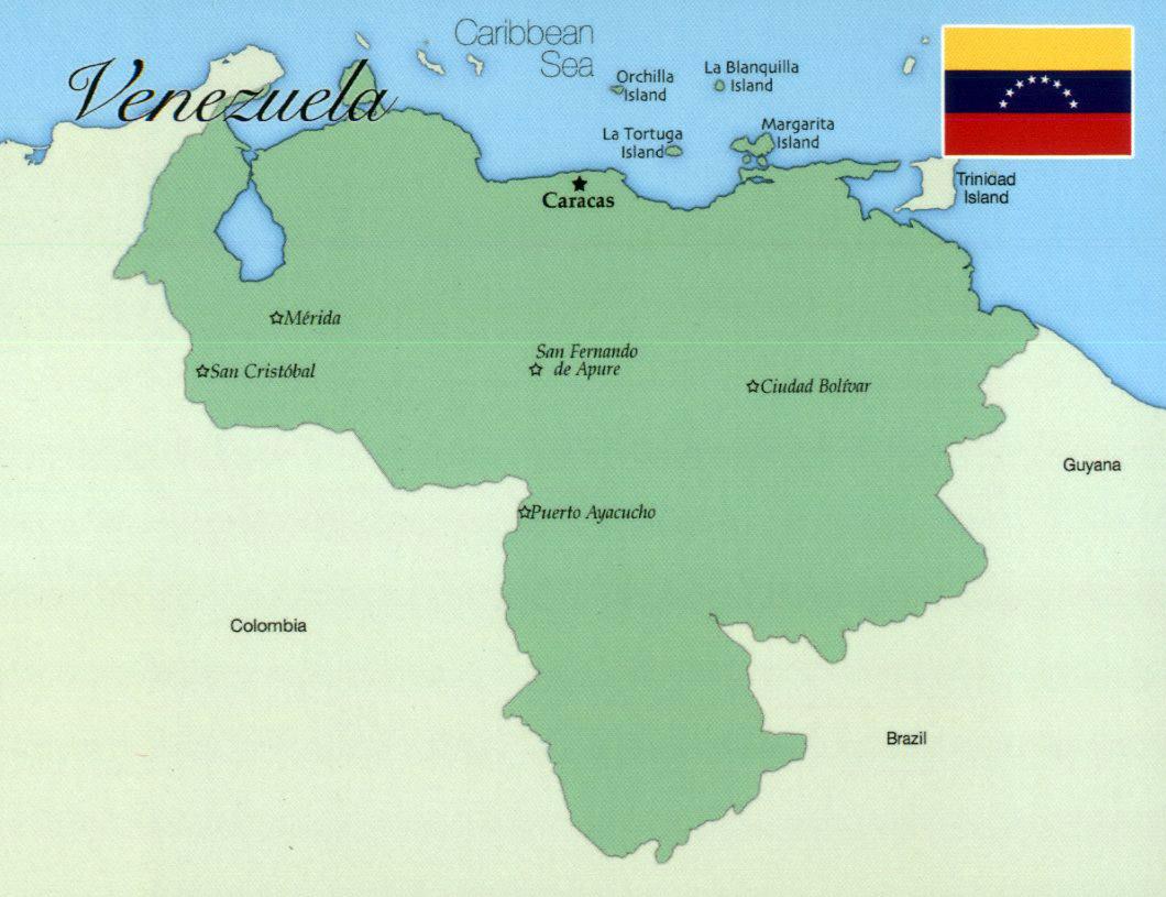 Venezuela cities map - Map of venezuela with cities (South ...